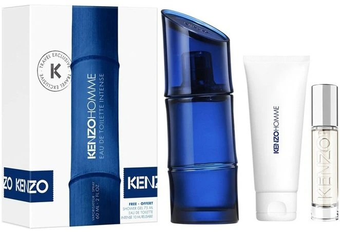Set Kenzo: Homme Intense Eau De Toilette For Men, 60 ml + Homme Intense Eau De Toilette For Men, 10 ml + Homme Intense Dušo želė, 75 ml