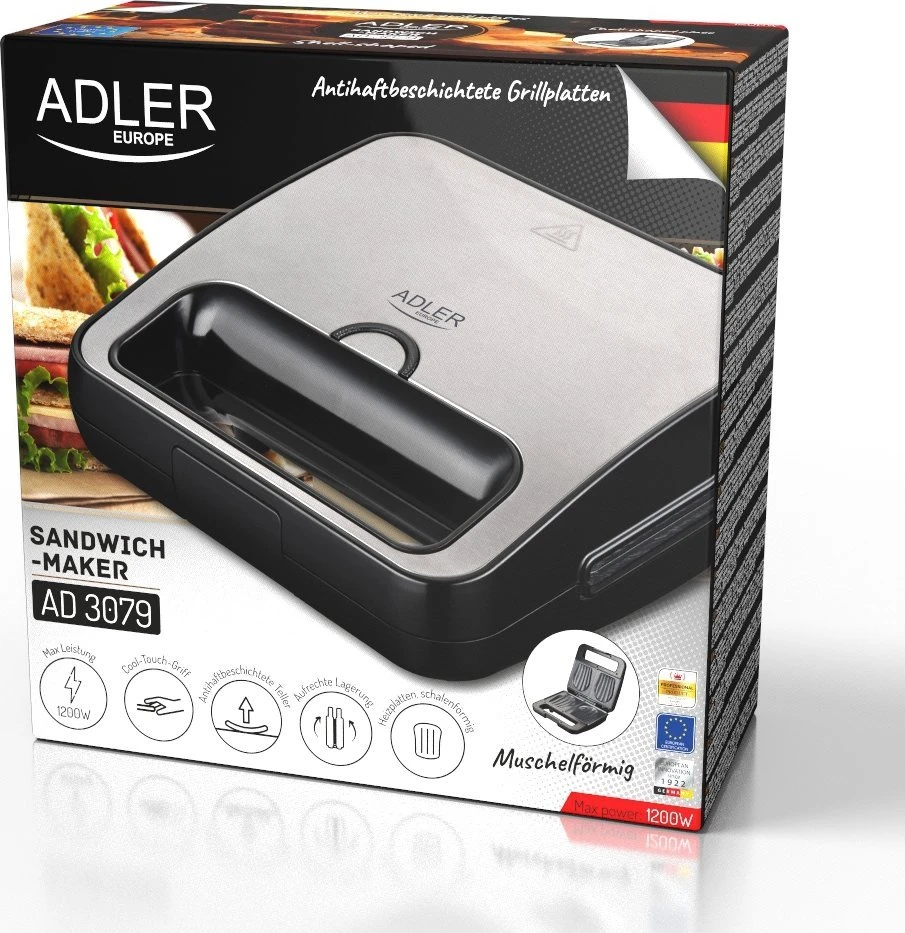 Sumuštinių keptuvas Adler AD 3079 | 750 W | Lentelių skaičius 1 | Juodas