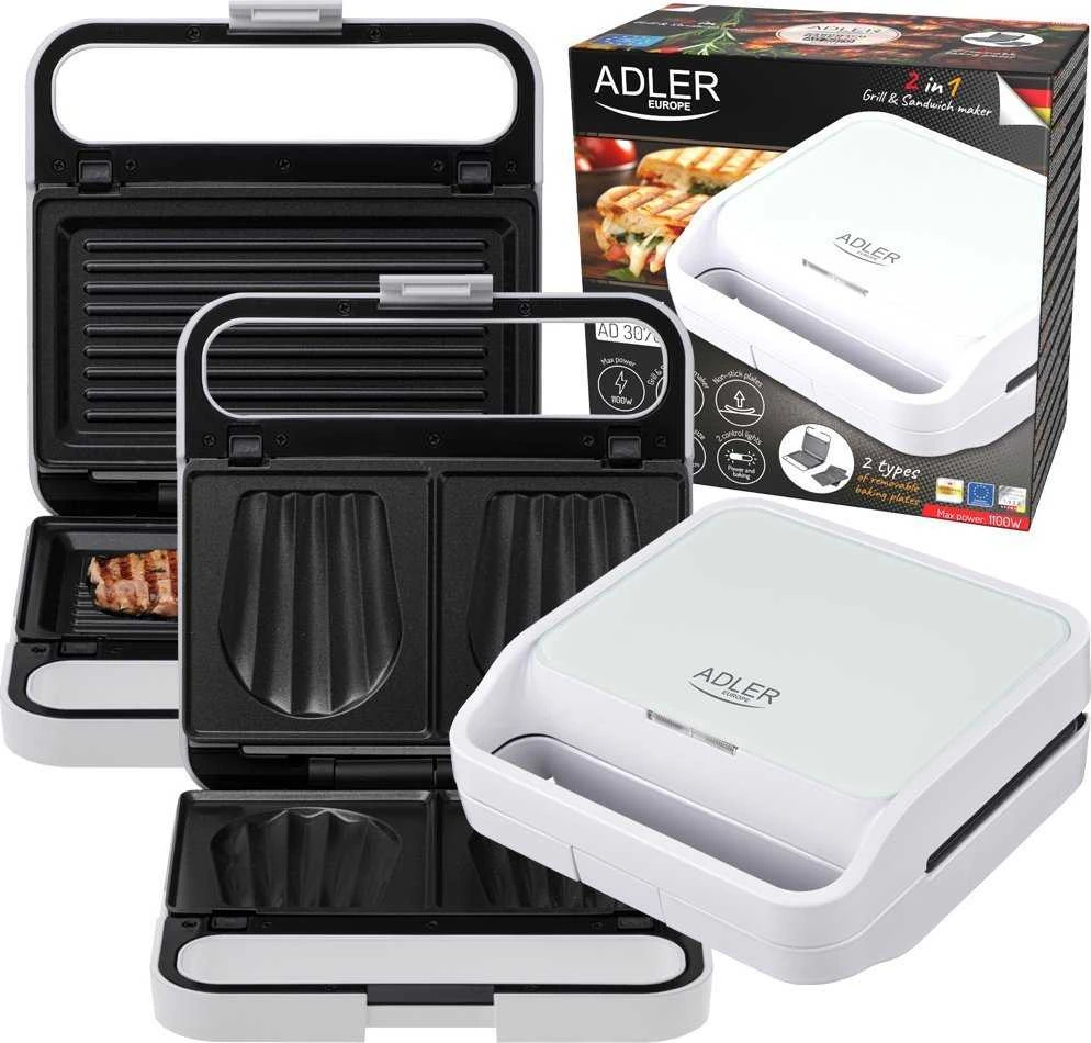 Sumuštinių keptuvas Adler AD 3070W sumuštinių keptuvė Baltas