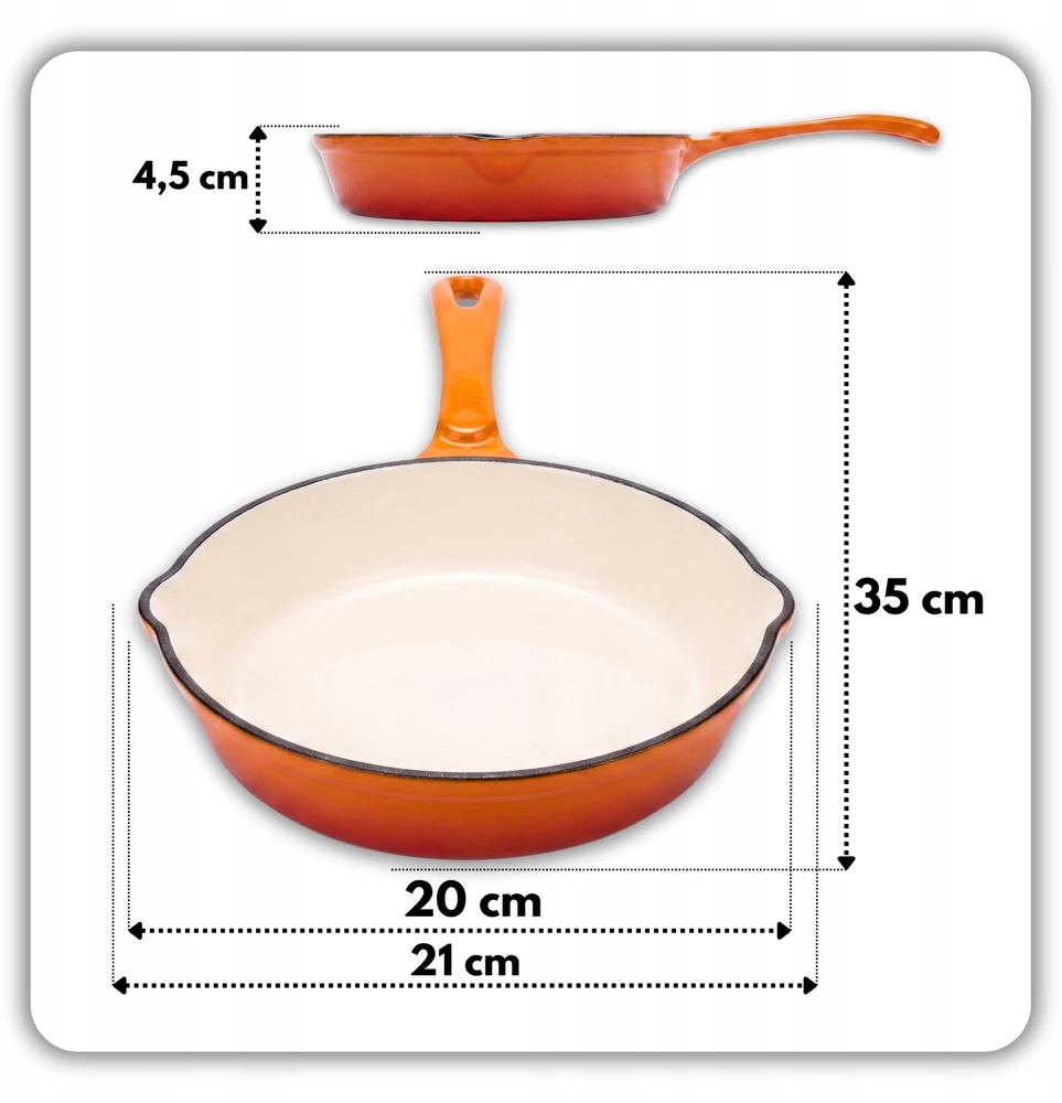 Atusa emaliuota ketaus keptuvė 20 cm HAGE oranžinė DR20-oranžinė