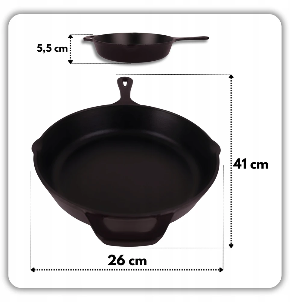 Keptuvė Atusa Emaliuota ketaus keptuvė 26 cm HAGE juoda matinė (DR10-blackmatt)