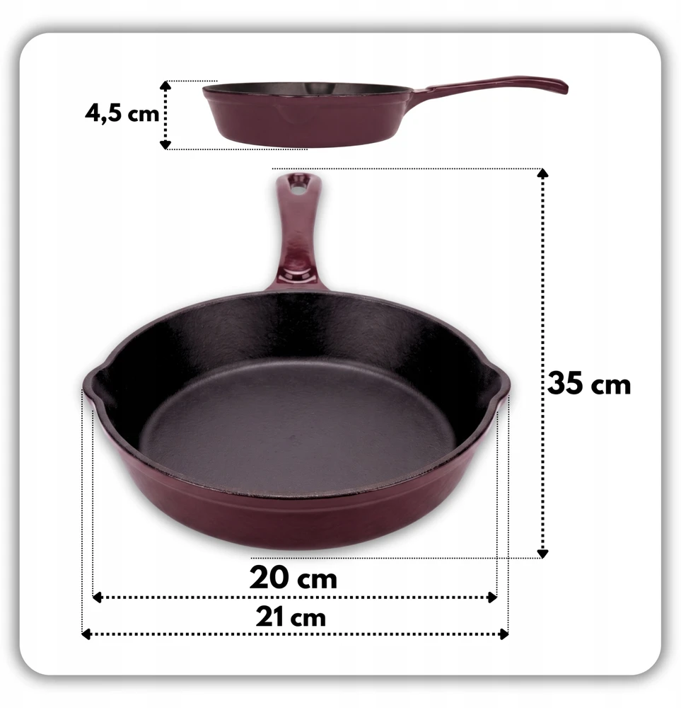 Atusa keptuvė Emaliuota ketaus keptuvė 20 cm HAGE Eggplant (DR20-eggplant)