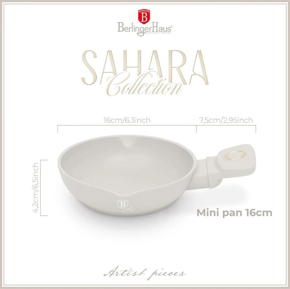 Keptuvė Berlinger Haus MINI PATELNIA TYTANOWA 16cm BERLINGER HAUS BH-8076 SAHARA