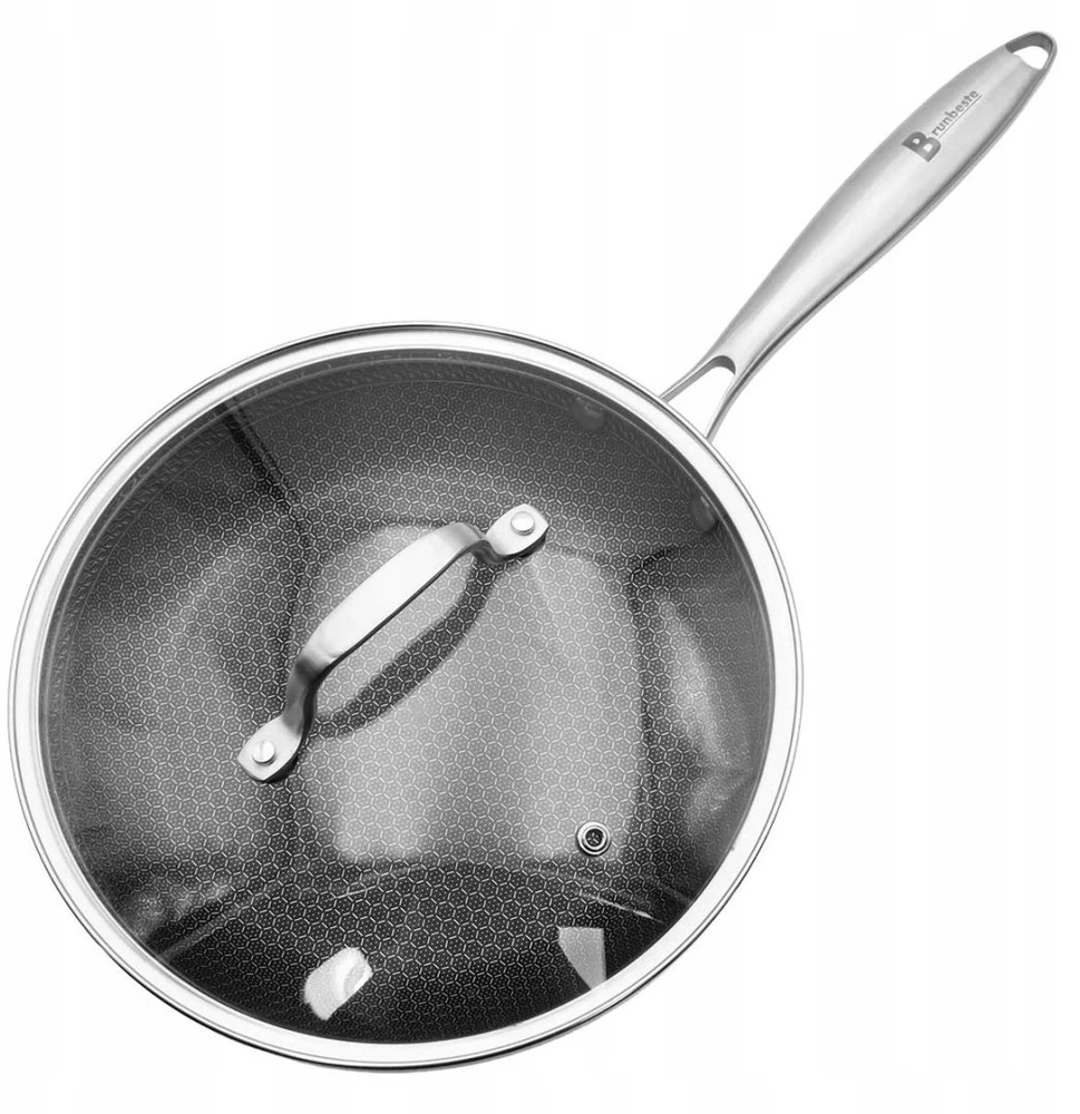 Keptuvė Brunbeste Plieninė keptuvė su dangčiu indukcinė NON-STICK korio raštas 30CM BRUNBESTE BB-5557