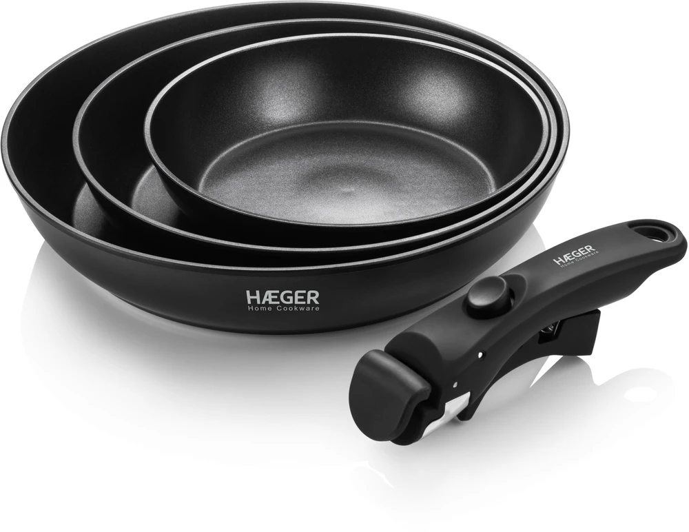 Haeger PA-C04.021A Easy Fit Pans keptuvių rinkinys su nuimama rankena, 3 vnt.