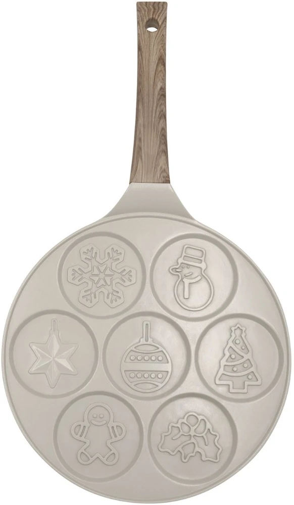 Keptuvė Blynų kepimo forma, kalėdinio rašto, aliuminio, nelimpanti danga, smėlio spalvos, 26,5 cm skersmens, Klausberg, kb-7970