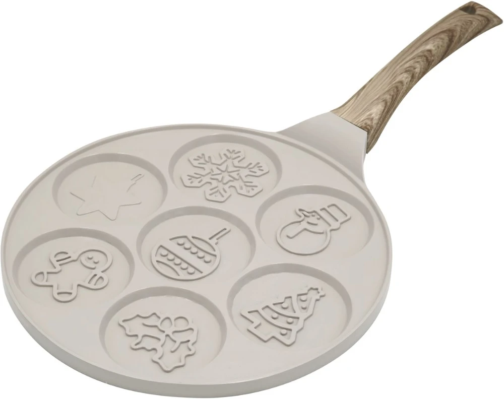 Keptuvė Blynų kepimo forma, kalėdinio rašto, aliuminio, nelimpanti danga, smėlio spalvos, 26,5 cm skersmens, Klausberg, kb-7970