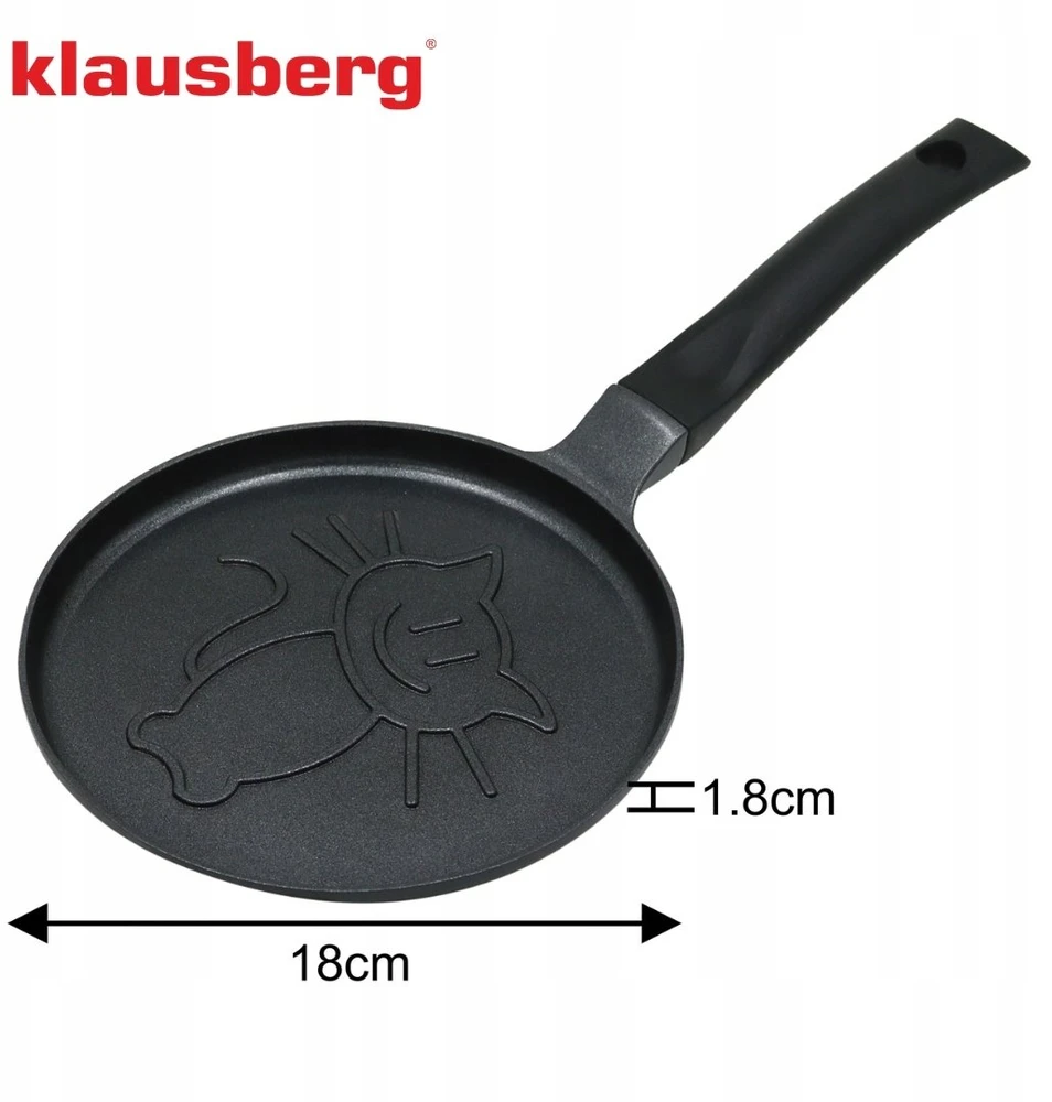 Keptuvė Blynų kepimo forma, kačiuko rašto, aliuminio, nelimpanti danga, juoda, 18 cm skersmens, Klausberg, kb-7973