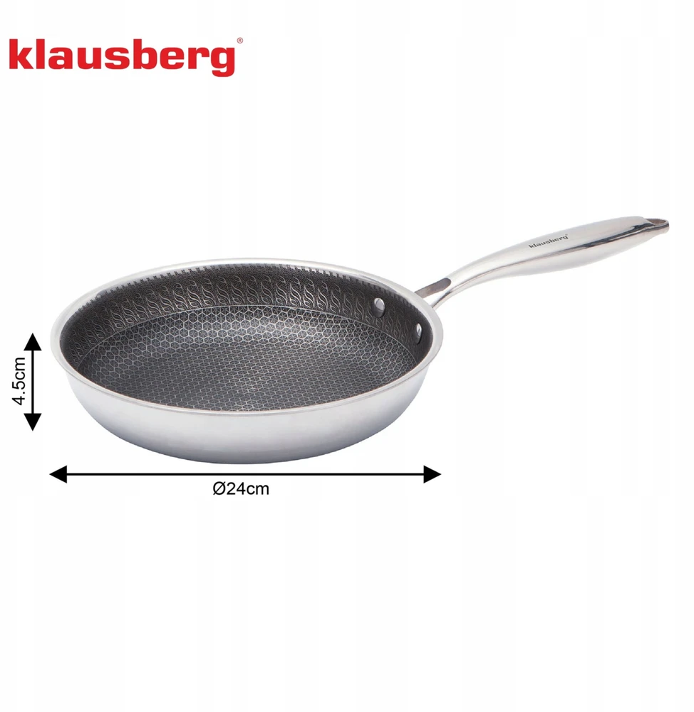 Klausberg Keptuvė Korio formos neprideganti keptuvė, 24 cm, 3 sluoksnių, 304 plienas, be PFOA