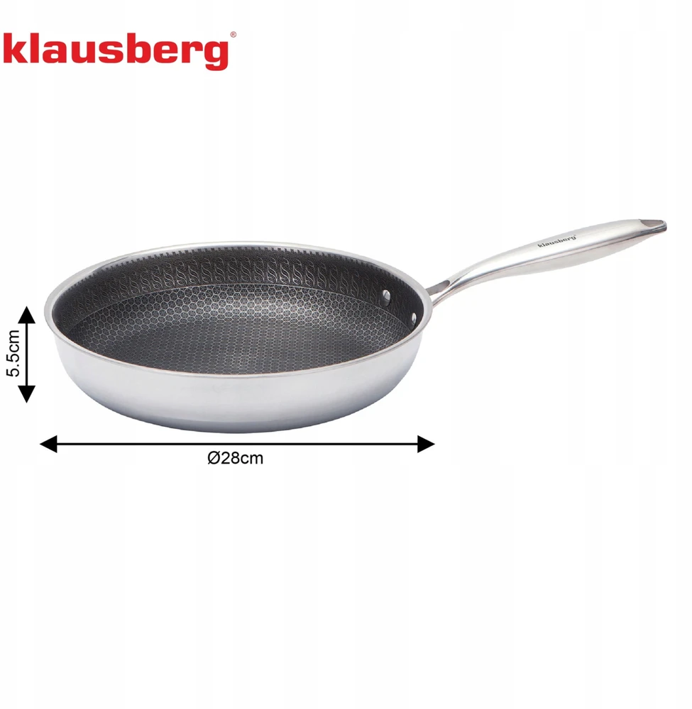 Klausberg Keptuvė danga nelimpantis korys, 28 cm, 3 dalių, stalas 304, be polivinilchlorido