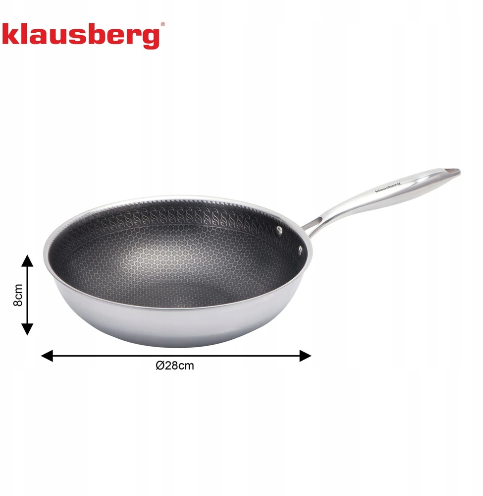 Klausberg Keptuvė danga nelimpantis korys, 28 cm, 3 dalių, stalas 304, be polivinilchlorido