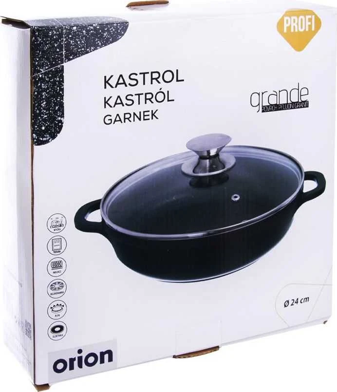Orion Granitinė keptuvė 24 cm su stikliniu dangčiu