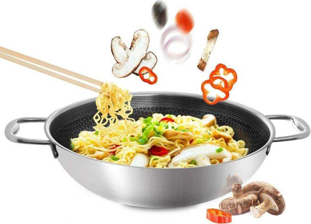 Orion plieninė wok keptuvė 28 cm su nepridegančia danga