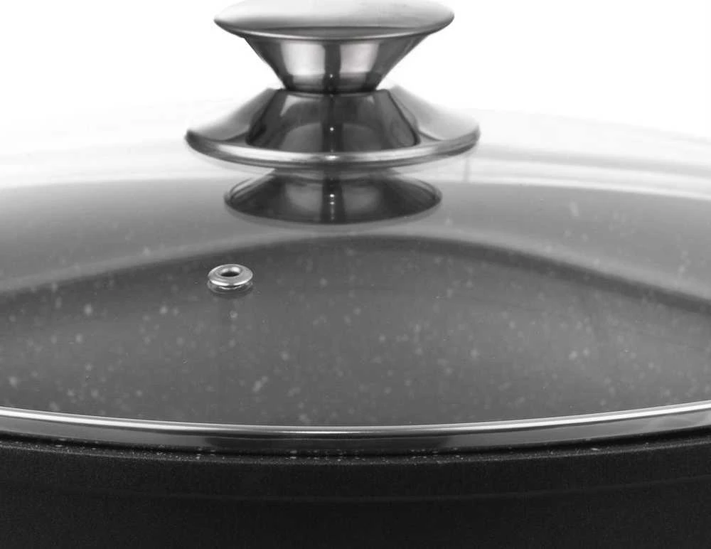 Orion Wok keptuvė GRANDE 32 cm granitinė su stikliniu dangteliu