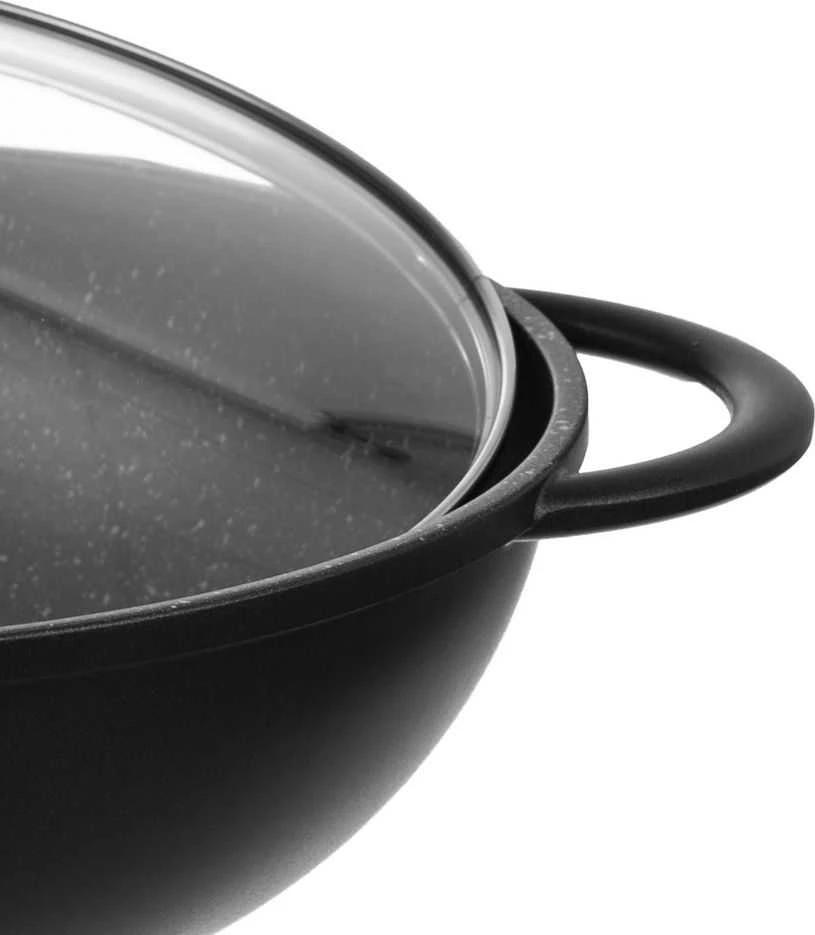 Orion Wok keptuvė GRANDE 32 cm granitinė su stikliniu dangteliu