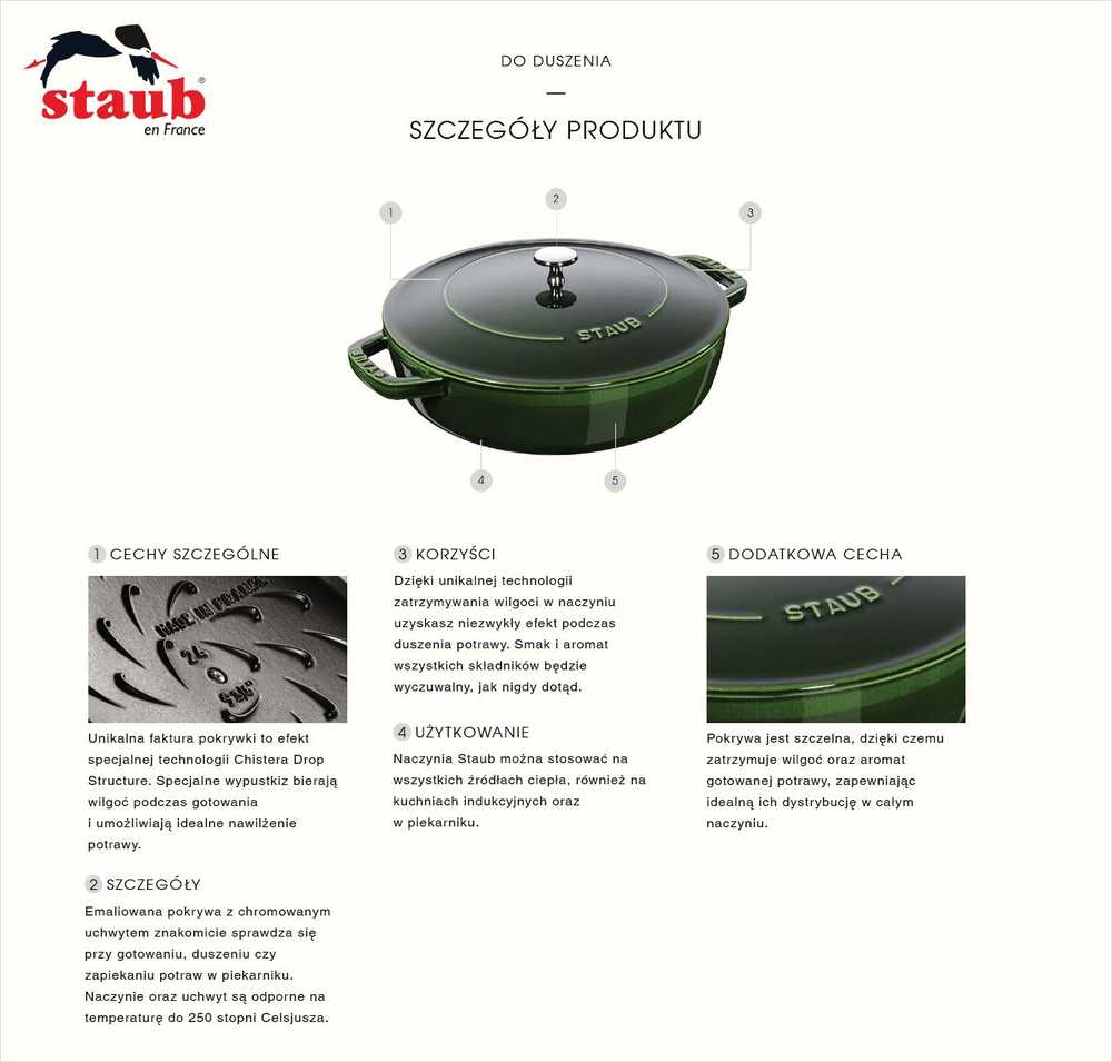 STAUB Ketaus troškintuvas su dangčiu, 24 cm, grenadinas