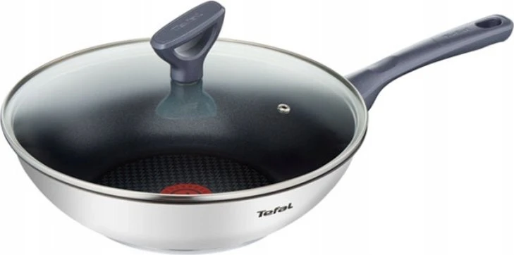TEFAL Wok keptuvė | G7309955 Daily Cook | Wok | Skersmuo 28 cm | Tinka indukcinei kaitlentei | Dangtis pridedamas | Fiksuota rankena | Pilkas