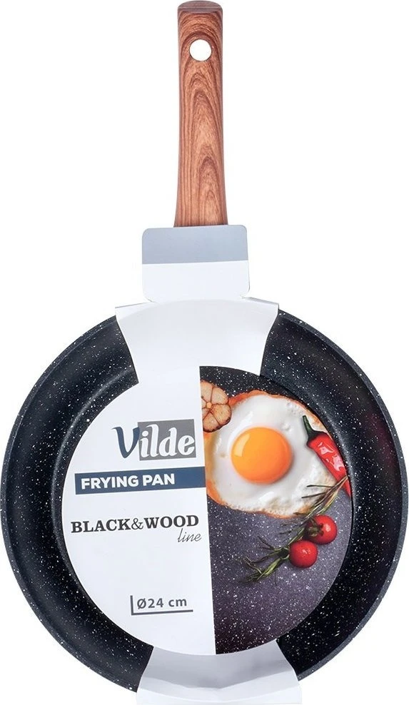 Keptuvė Vilde Juodas&amp;amp;Wood 24 cm aliuminė su granitine danga