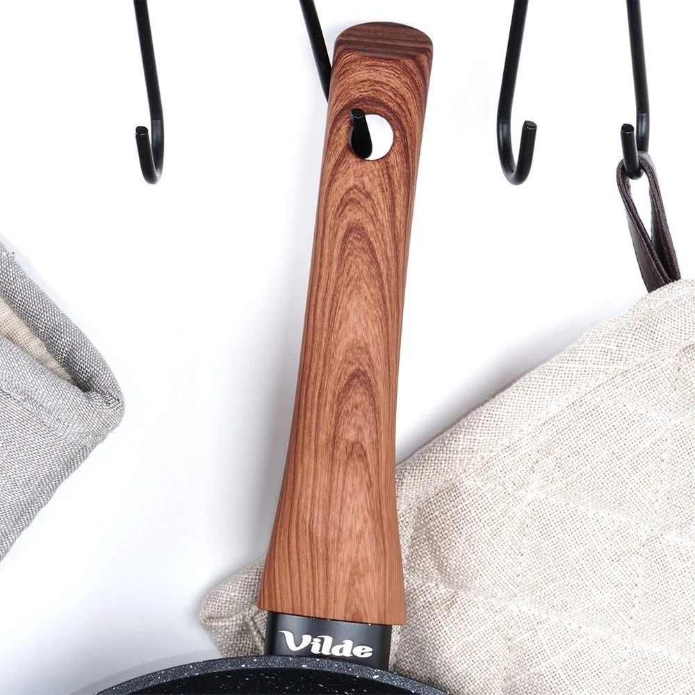 Keptuvė Vilde Juodas&amp;amp;Wood 24 cm aliuminė su granitine danga