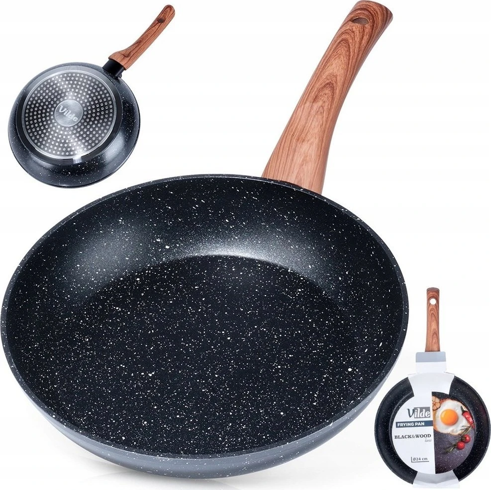 Keptuvė Vilde Juodas&amp;amp;Wood 24 cm aliuminė su granitine danga