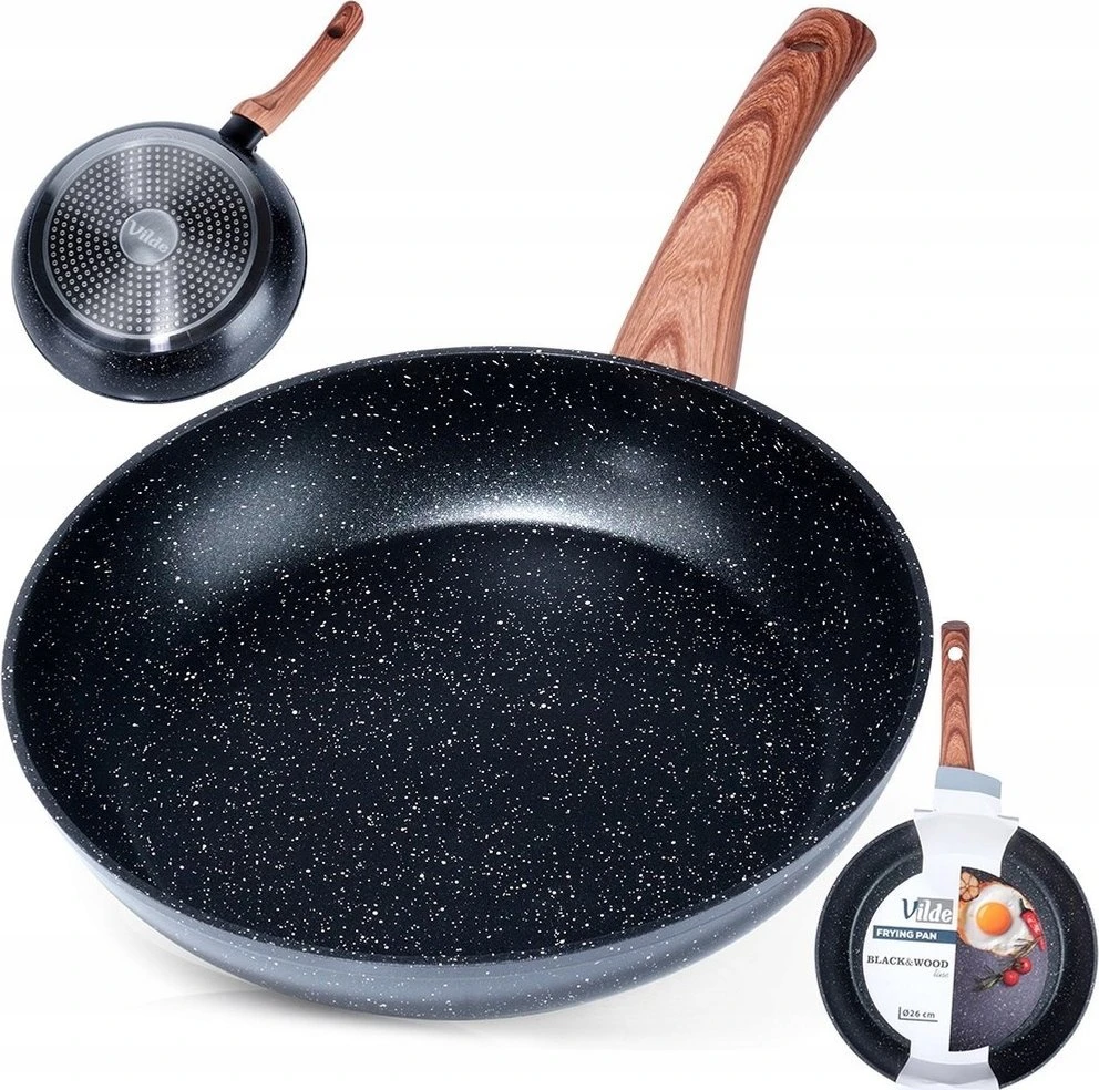 Keptuvė Vilde Juodas&amp;amp;Wood 26 cm aliuminė su granitine danga