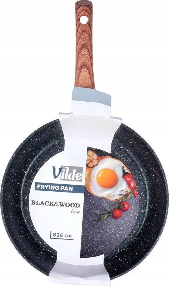 Keptuvė Vilde Juodas&amp;amp;Wood 26 cm aliuminė su granitine danga