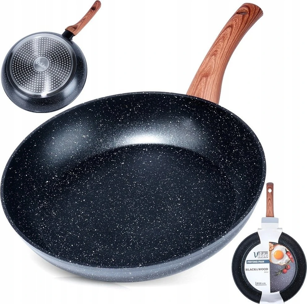 Keptuvė Vilde Juodas&amp;Wood 28 cm aliuminė su granitine danga