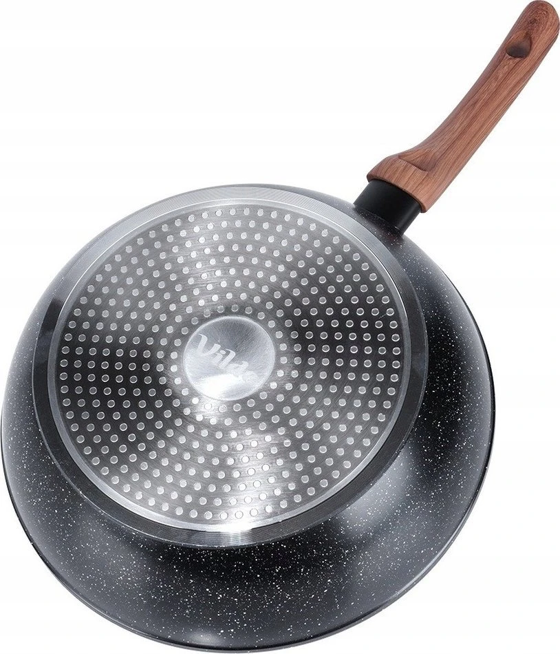 Aliumininė keptuvė su granitine danga ir stiklo dangčiu Vilde Juodas&amp;Wood 28 cm, 3,5 l