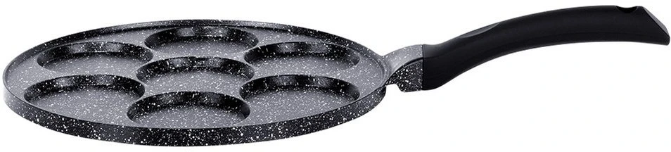 Kiaušinių ir blynų keptuvė Vilde Juodas Line su granitine danga, 26 cm, 7 skyriai