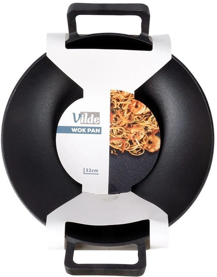 Ketaus wok keptuvė Vilde Cast Line 32 cm, juoda