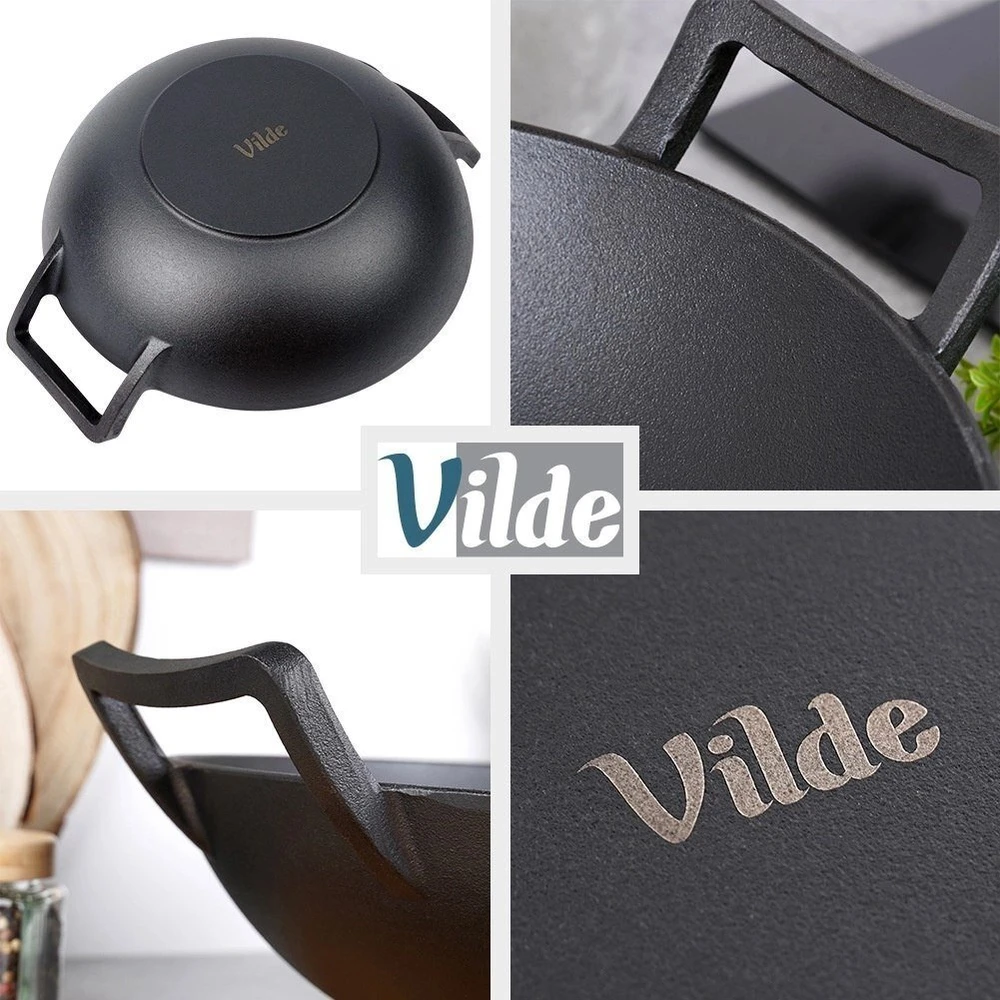 Ketaus wok keptuvė Vilde Cast Line 32 cm, juoda