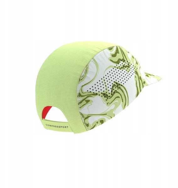 Kepurė Compressport „Pro Racing“ kepuraitė – žalia, maskuojanti / fluorescencinė raudona