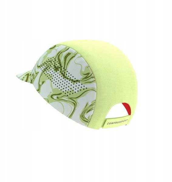 Kepurė Compressport „Pro Racing“ kepuraitė – žalia, maskuojanti / fluorescencinė raudona