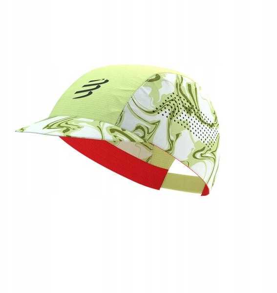 Kepurė Compressport „Pro Racing“ kepuraitė – žalia, maskuojanti / fluorescencinė raudona