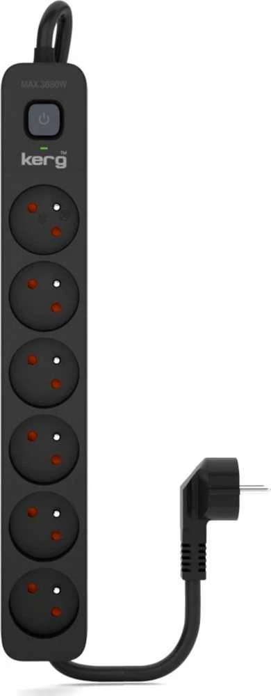 KERG elektros juosta su automatiniu jungikliu-6 lizdai 16A 3m