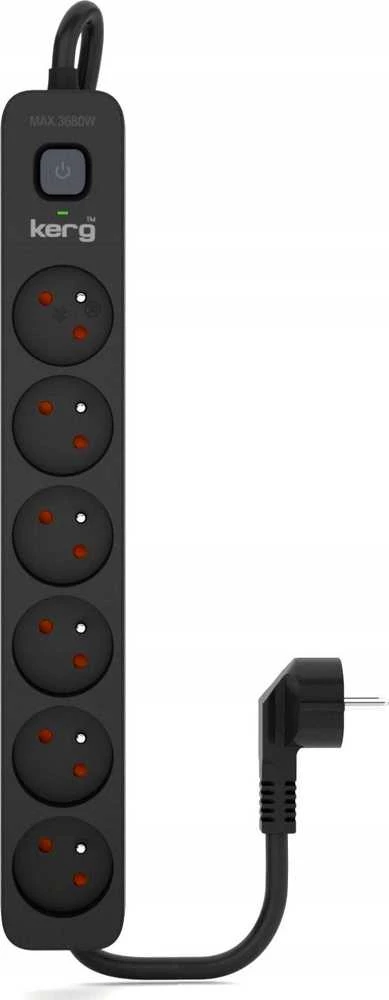 KERG elektros juostelė su automatiniu jungikliu-6 lizdai 16A 1,5m