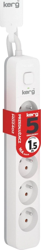 HSK DATA Kerg M02402 5 Įžeminti lizdai - 1 5m maitinimo juosta su 3x1 5mm2 kabeliu 16A