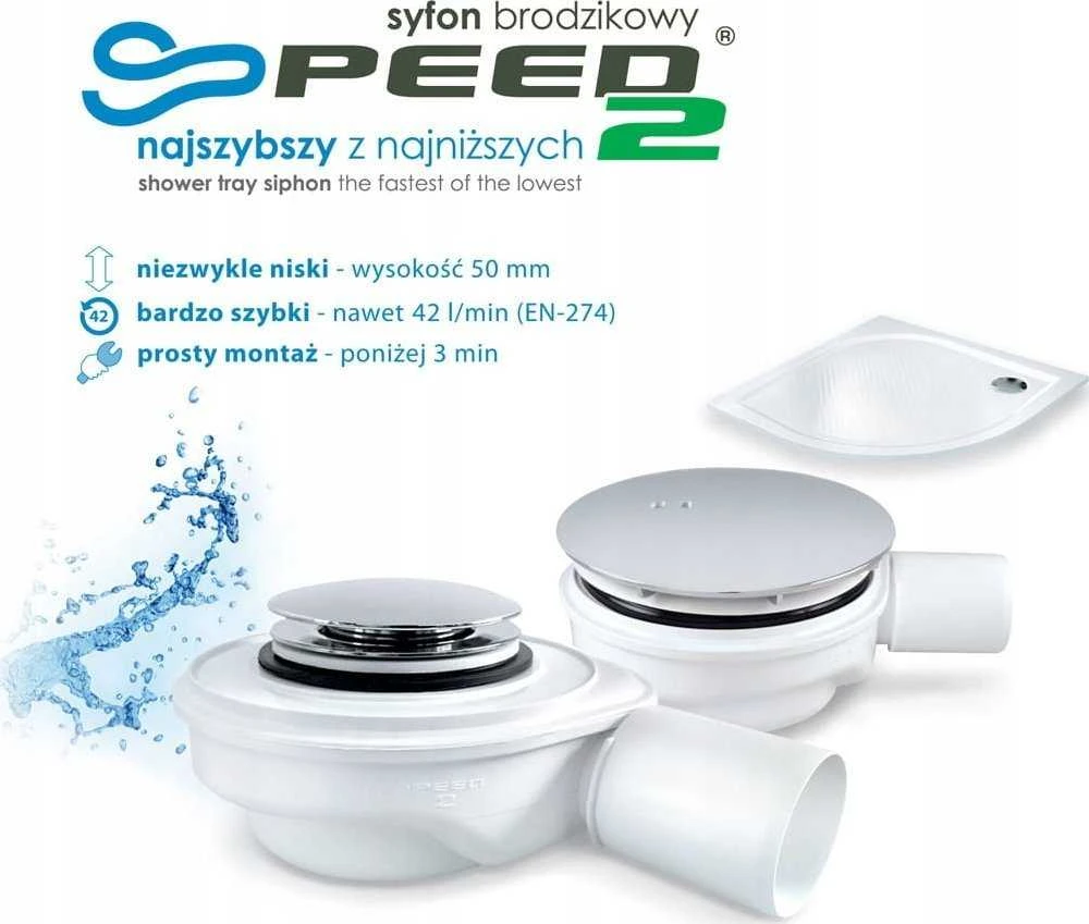 Sifonas Kerra 19232 SIFONO DĖKLAS Juodas SPEED2 FI 90, H. 50MM, OUTLET FI40 42L / MIN, VALYMAS IŠ VIRŠUS, // S.BRODZ.A.19232