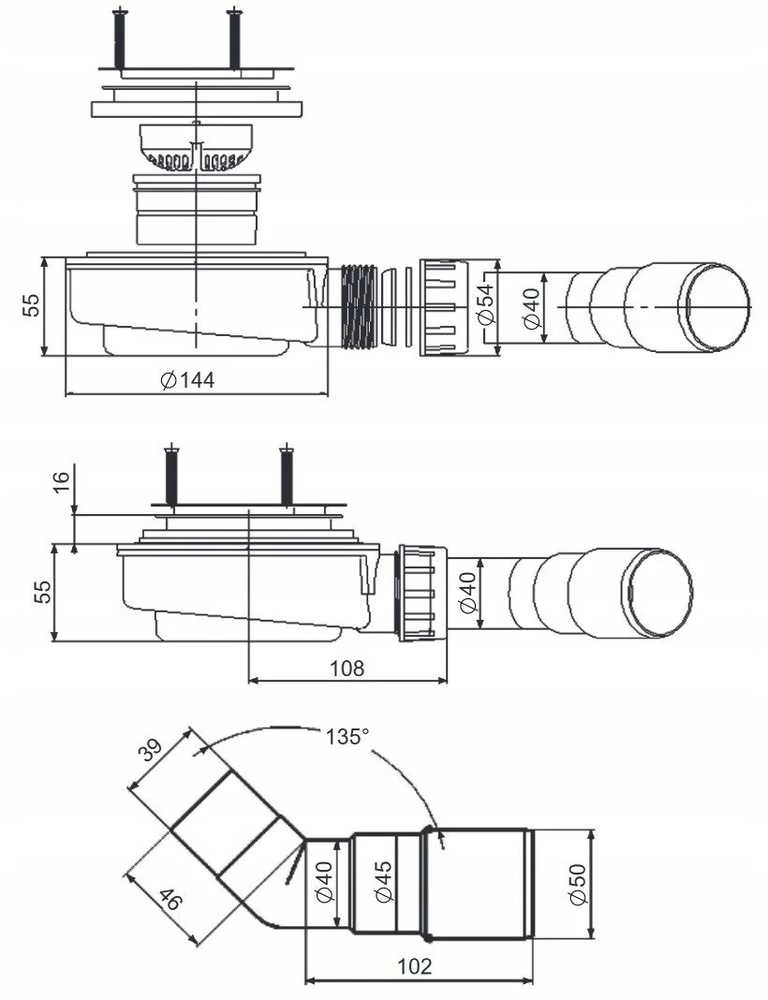 Sifonas Kerra SYFON HS1 FI90 MM