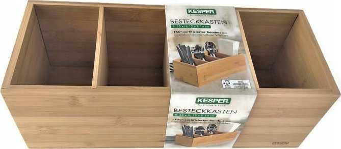 Kesper Dėžutė, 4 skyrių, bambukas, 35 x 14 cm, H 12 cm, vnt