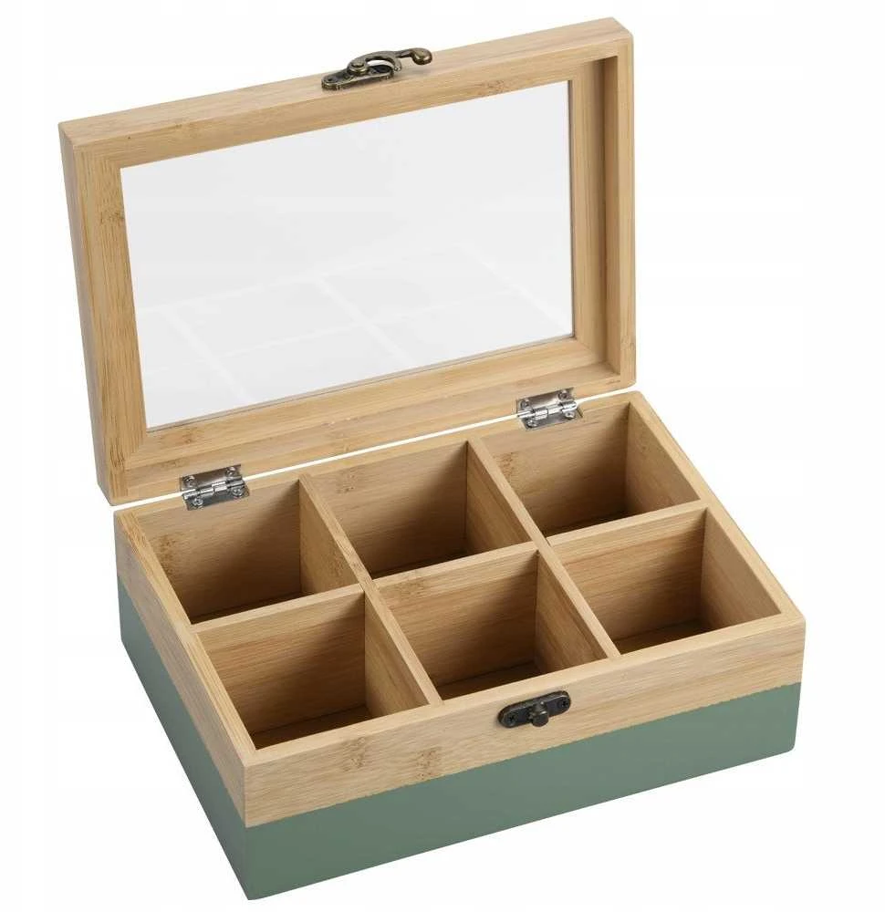 Kesper Bamboo TeeBox su 6 skyreliais, bambukinė, FSC, žalia