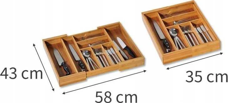 Stalo įrankių įdėklas reguliuojamas, 35-58 cm, bambukas, KESPER