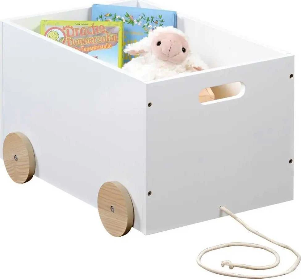 Žaislų dėžė ant ratukų, balta, KESPER