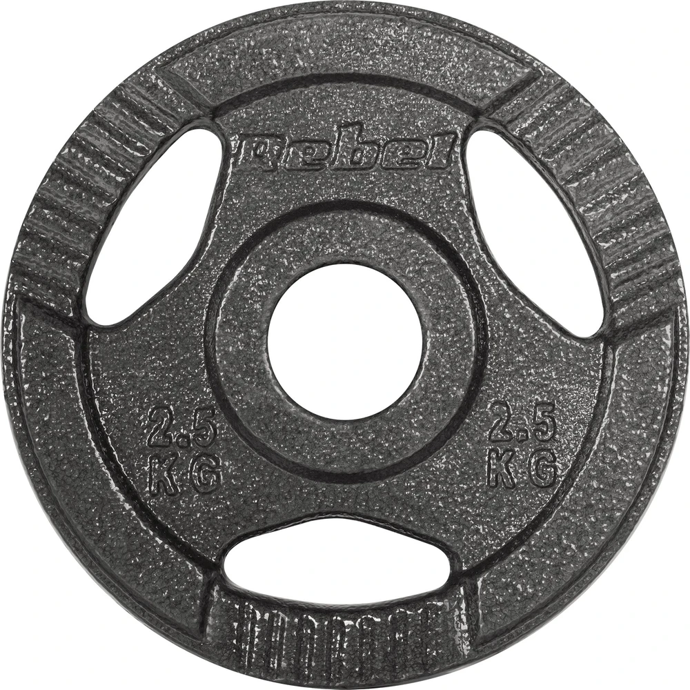 Ketaus olimpinių svarmenų rinkinys 4 x 2.5kg, 51 mm skylė, plokštelė su rankenomis, REBEL ACTIVE