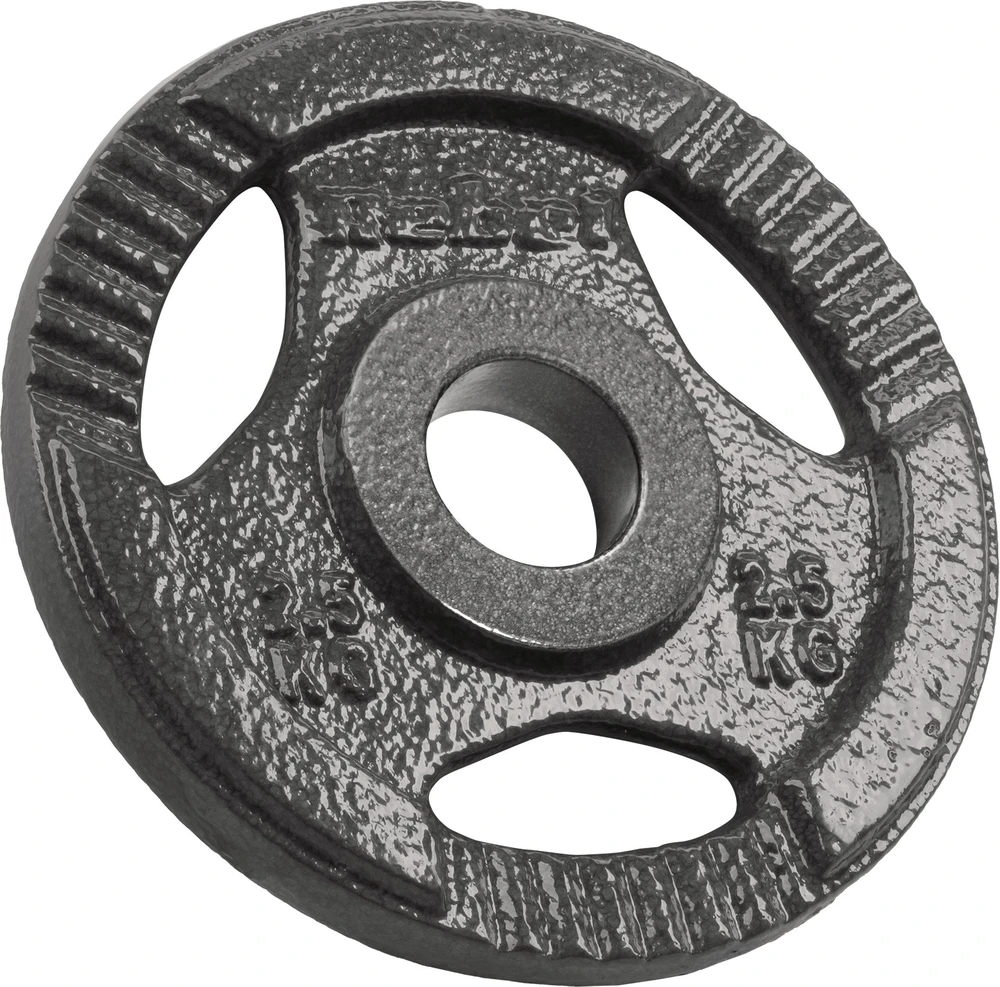 Ketaus olimpinių svarmenų rinkinys 4 x 2.5kg, 51 mm skylė, plokštelė su rankenomis, REBEL ACTIVE