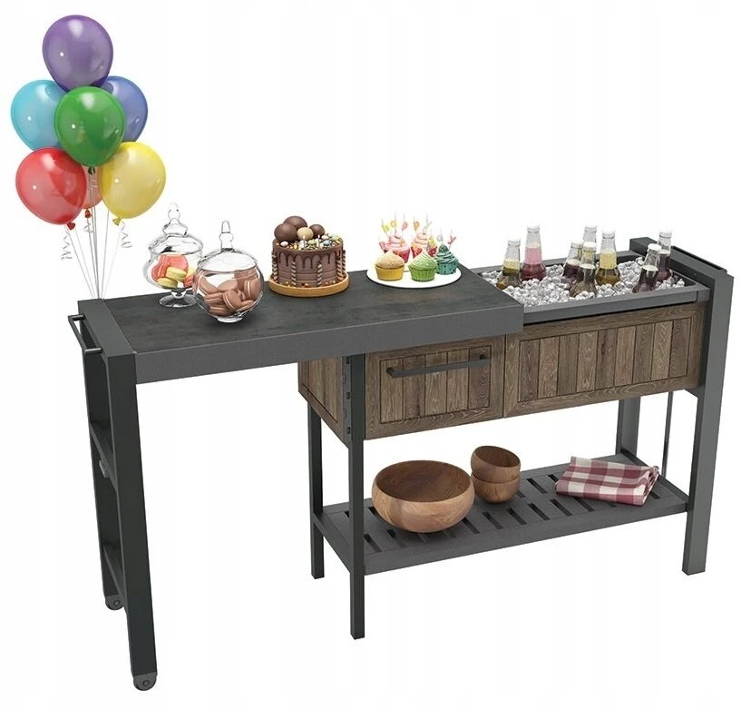 Keter Extendable Party Station Extendable Party Table Walnut Tone