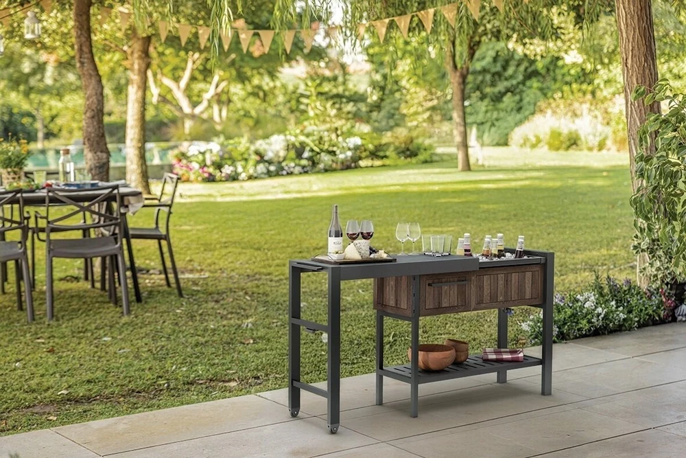 Keter Extendable Party Station Extendable Party Table Walnut Tone