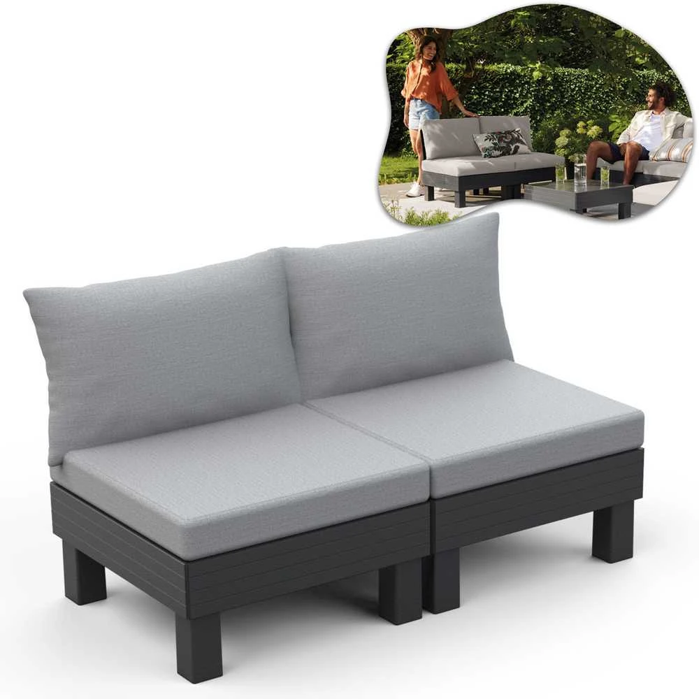 Keter Dvivietė sodo sofa „Elements“, pilka/šviesiai pilka, 8711245158037