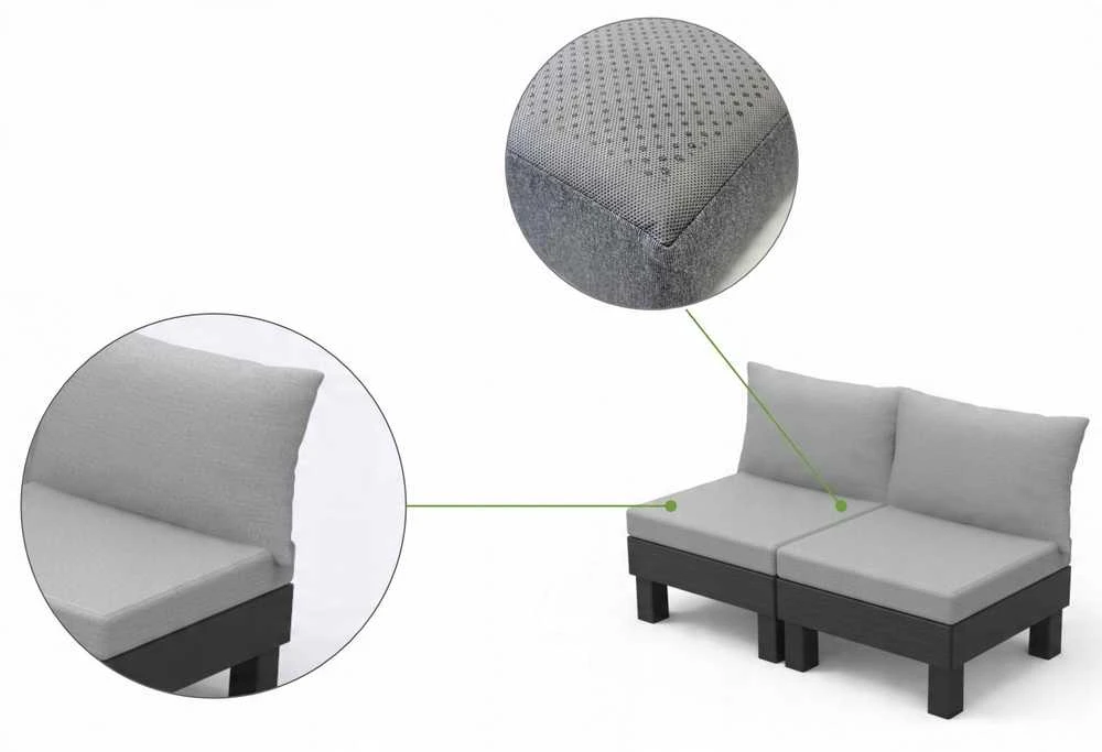 Keter Dvivietė sodo sofa „Elements“, pilka/šviesiai pilka, 8711245158037