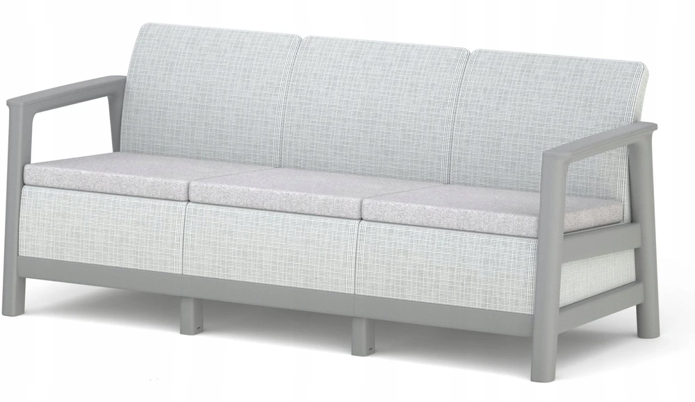 Keter sodo sofa, trijų vietų, Scandi Linea, šviesi pilka/tamsaus plieno pilka